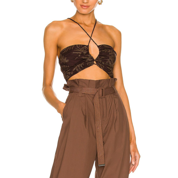 Bec + Bridge 'Desert' Brown Cotton Palm Top Size 4 - Picture 1 of 5